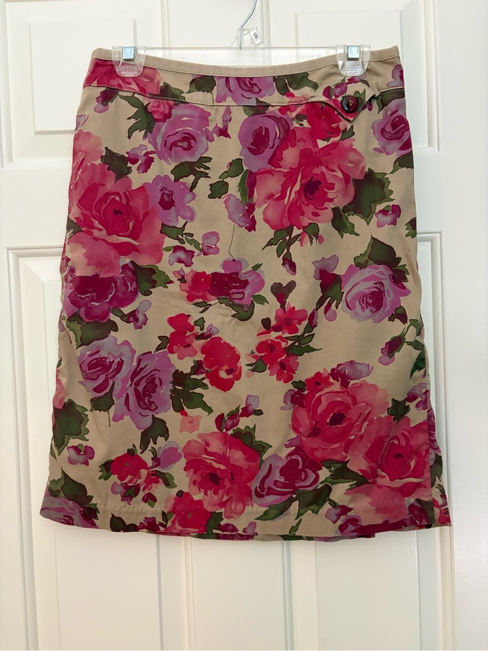 Odille Beige Skirt with Pink & Green Floral Print